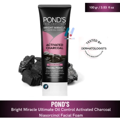 Espuma facial niasorcinol carbón activado control aceite poros brillantes POND'S 100 gr Foto 1 de 4