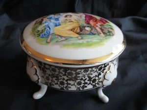 Pirkenhammer Vintage Porcelain Jewelry Box Czechoslovakia Hand Painted Victorian - Picture 1 of 6