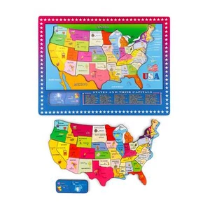 Wondertoys 46 Pieces Wooden USA Map Puzzle for Kids US Map Puzzle Educational... - Picture 1 of 9