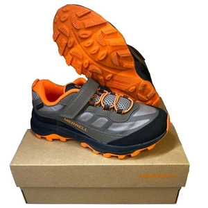 Merrell Moab Waterproof Hiking Shoes MK265210 Bungee Lace Orange Gray Kids 3M - Picture 1 of 20