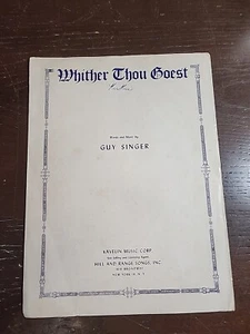 Whiter Thou Goest, 1954 Sheet Music Guy Singer Church Piano Chior - Picture 1 of 6