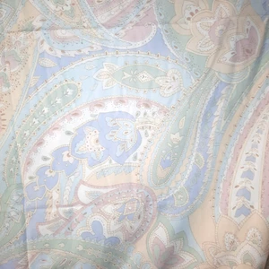 Vintage Flat Sheet Paisley 90" x 99" Muted Blue Mauve Green Yellow White - Picture 1 of 9