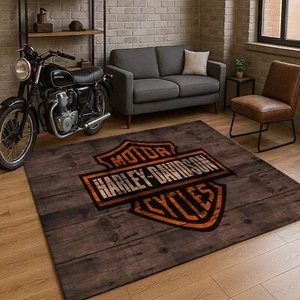 Harley Rug, Motorcycle Rug, American Legends Motorcycle Rug, Garage Floor Rug - Picture 1 of 10