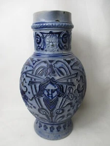 Alte Westerwald Gerz Keramik Weinkanne Jugendstil Krug um 1900 - Bild 1 von 11