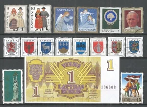 Latvia SELECTION used stamps + banknote - Picture 1 of 1