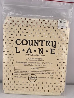 Aida Fabric Country Lane Diamond Square Printed Border Red 14 Count 16X16 VTG - Image 1 of 2