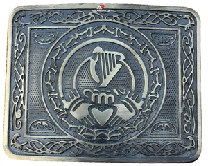 Hebilla de cinturón Highland Kilt patrón Claddagh acabado antiguo/hebillas escocesas Kilt - Imagen 1 de 2
