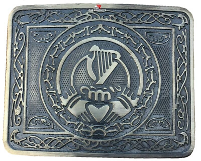 Hebilla de cinturón Highland Kilt patrón Claddagh acabado antiguo/hebillas escocesas Kilt Foto 1 de 2