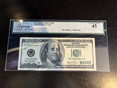 DBR 2006-A $100 FRN New York Fr. 2182-B Legacy 45 Serial KB59878949I - Image 1 of 2