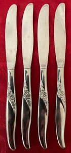 WMA Rogers Stainless Oneida - LA ROSE - SET OF 4 DINNER KNIVES - Picture 1 of 3