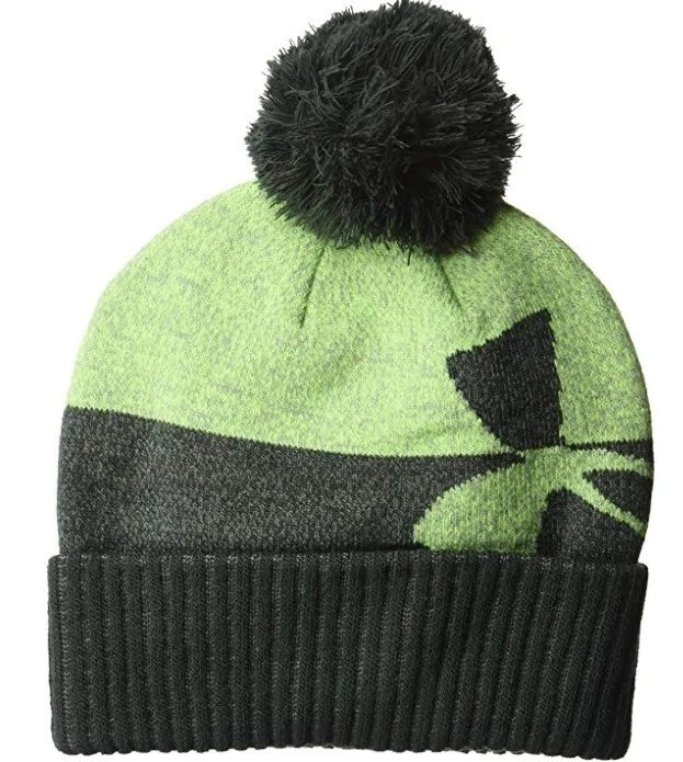 Under Armour Boys Pom Knit Beanie Cap Hat NWT Anthracite Green / Steel Foto 1 de 1