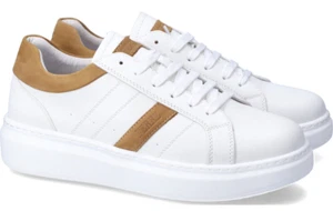 Ferre' FU-111 Sneakers Chaussures Homme Lacs Cordon Cuir Synthétique Blanc Beige - Bild 1 von 2