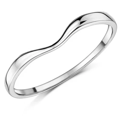 9ct White Gold Shaped Curved Wishbone Ladies Wedding Engagement Ring 1.7mm Band - Image 1 of 2