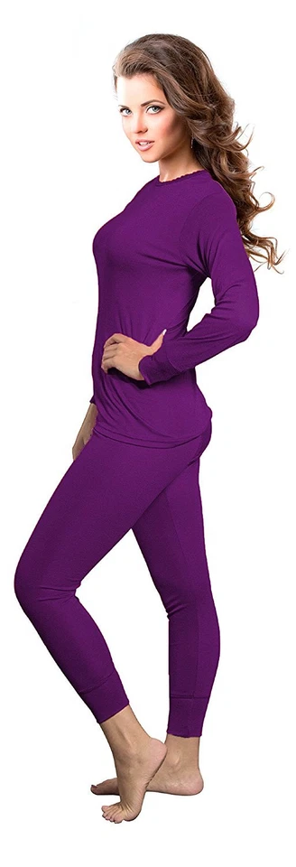Conjunto de ropa interior térmica forrada de vellón ultra suave para mujer 2 piezas Long Johns S a 2XL Foto 1 de 1