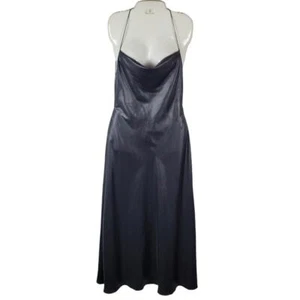Zara Slip Satin Backless Black Cowl Neck Cocktail Evening Dress New With Tag - Picture 1 of 13