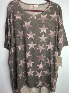 LULAROE LARGE IRMA Tunika neu mit Etikett weiche Baumwollmischung Sterne Streifen Druck passt 14-16 - Bild 1 von 7