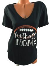 Ideal T black v neck football mom glitter short sleeve plus top 3XL