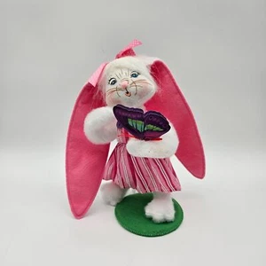 2011 Annalee 10" Girl Bunny Holding Butterfly Felt Poseable Easter Spring NWT - Picture 1 of 6