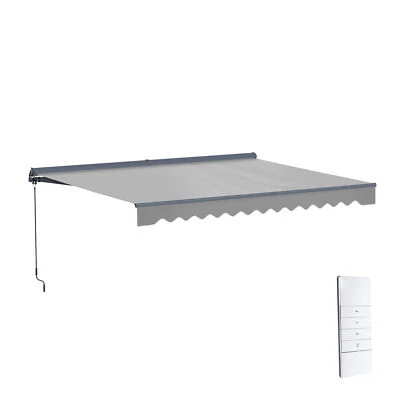 ALEKO Semi-Cassette Motorizado LED Retráctil 12x10 ft Patio Toldo Gris Plateado Foto 1 de 4