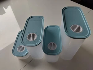 TUPPERWARE TUPPER-TIME QUADRO 4Teile VORRATSBEHÄLTER 320/800/1250/1700ml blau ne - Bild 1 von 6