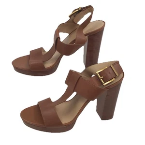 Authentische Michael Kors braune Leder High Heels Slingback Sandalen Größe 10 US - Bild 1 von 11