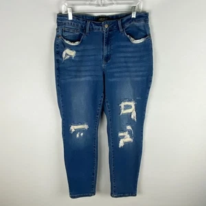 Judy Blue Jeans Womens Plus Destroyed Medium Wash Work Job Career Casual 14 W - Picture 1 of 12
