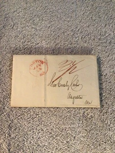 1836 Stampless Cover/Letter Boston MA to Augusta ME Business C#HM - Picture 1 of 3