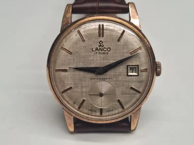 Lanco orologio vintage uomo meccanico carica manuale 35 mm 1336 dial tapisserie - Image 1 of 4
