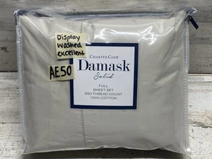 Charter Club Damask Solid 550 TC 4pc Full Size Sheet Set Parchment Color - Picture 1 of 6