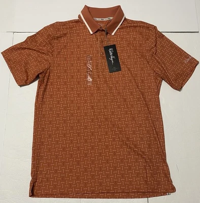 Walter Hagen Performance 11 Broken Club 高尔夫 Polo 破碎 Geo Leaf 橙色 S — 第 1/4 张图片