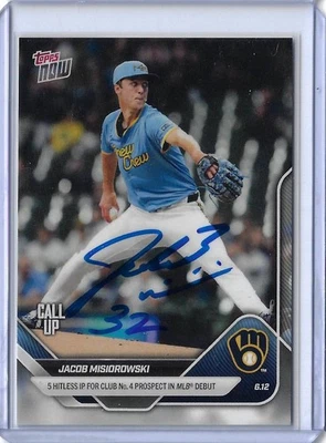 Jacob Misiorowski Autographed 2025 MLB Topps Now 291 Brewers Debut Call-Up Rooki - Image 1 of 4