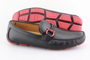 Men's SALVATORE FERRAGAMO 'Front 4' Black Leather Loafers Size US 10 - EE - Picture 1 of 8