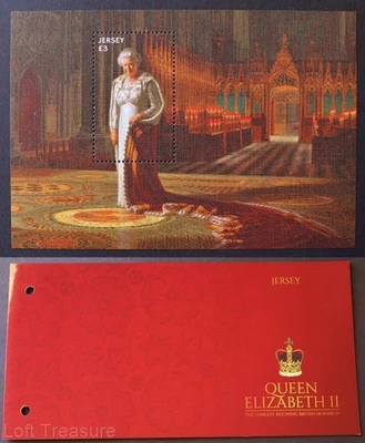 Jersey Stamps "Q.E. II - Longest Reining Monarch" Presentation Pack MNH M/S 2015 - Image 1 of 4