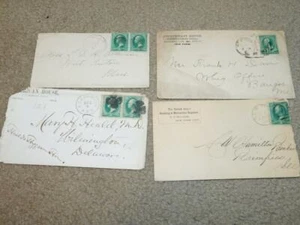 2 & 3 CENT WASHINGTON-BANKNOTES-CORNER COVERS & R.P.O., FANCY CANCEL (4) - Picture 1 of 1