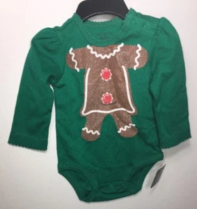 NWT Falls Creek Bodysuit 3-6 Months BABY Gingerbread Green Long Sleeve - Picture 1 of 1