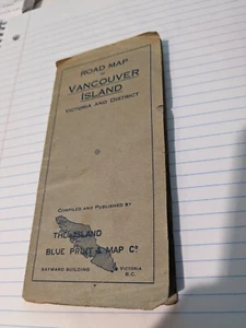 1923 ROAD MAP OF VANCOUVER ISLAND VICTORIA AND DISTRICT BLUE PRINT & MAP Co - Picture 1 of 11