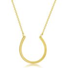 Sterling Silver Rounded Horseshoe Necklace - Gold Plated