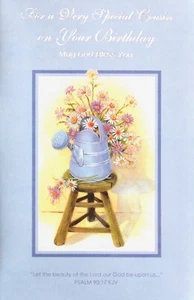 Religious BIRTHDAY Card FOR COUSIN, "May God Bless You" by Popular Greetings + ✉ - Picture 1 of 4