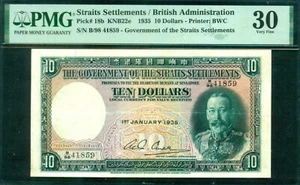 Straits Settlements British Administration 1935. 10 Dollars. P-18b PMG 30 - Picture 1 of 2