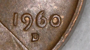1960-D Lincoln Memorial Penny- Die Chip - Picture 1 of 6