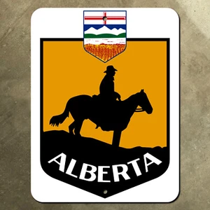 Señal de ruta del sendero de vaqueros de carretera de la carretera provincial de Alberta Canadá años 70 - Imagen 1 de 1