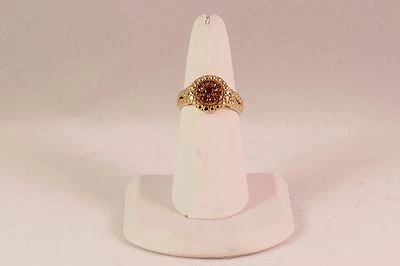 Anel feminino de zircão vermelho genuíno 1,5 CTW 18KT ouro amarelo sobre configuração S/S, tamanho 6 - Imagem 1 de 2