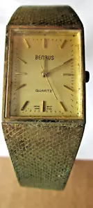 VINTAGE BENRUS QUARTZ ARBEITSUHR, NEUE AKKU, 2 STCK. BAND GEBRAUCHT - Bild 1 von 5