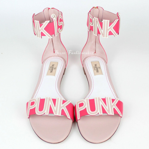 NUOVI VALENTINO GARAVANI sandali scarpe in pelle rosa EUR 37 5 MSRP $1275