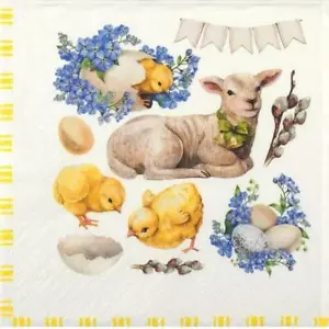 4 servilletas de papel individuales para decoupage y fiesta - marco de cordero de Pascua - Imagen 1 de 4