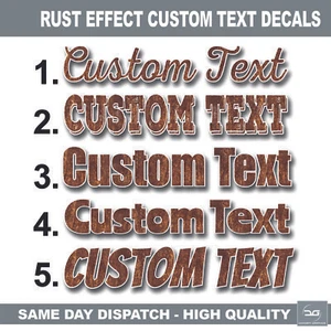 x2 maßgeschneiderte personalisierte Rosteffekt Text lustiger Name Auto JDM Vinyl Aufkleber Aufkleber - Bild 1 von 3