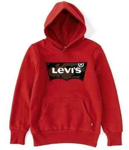 Levi's Big Boys Long Sleeve Logo Hoodie Hooded Pullover Size: M (10-12) Red - Picture 1 of 6