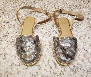 Stuart Weitzman Armor Silver Roman Mail Sandals Ankle Strap Size 6 1/2 M - Picture 1 of 12