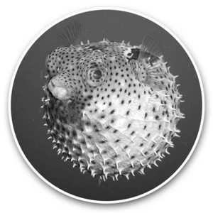 2 x Vinyl Stickers 20cm (bw) - Puffer Fish Ocean Sea Diver Diving #41614 - Bild 1 von 8