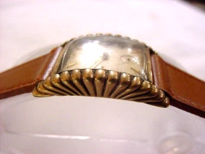 Vintage GOLD FD large antique Art Deco BULOVA SCALLOP SIDES CURVEX mens watch - Picture 1 of 3